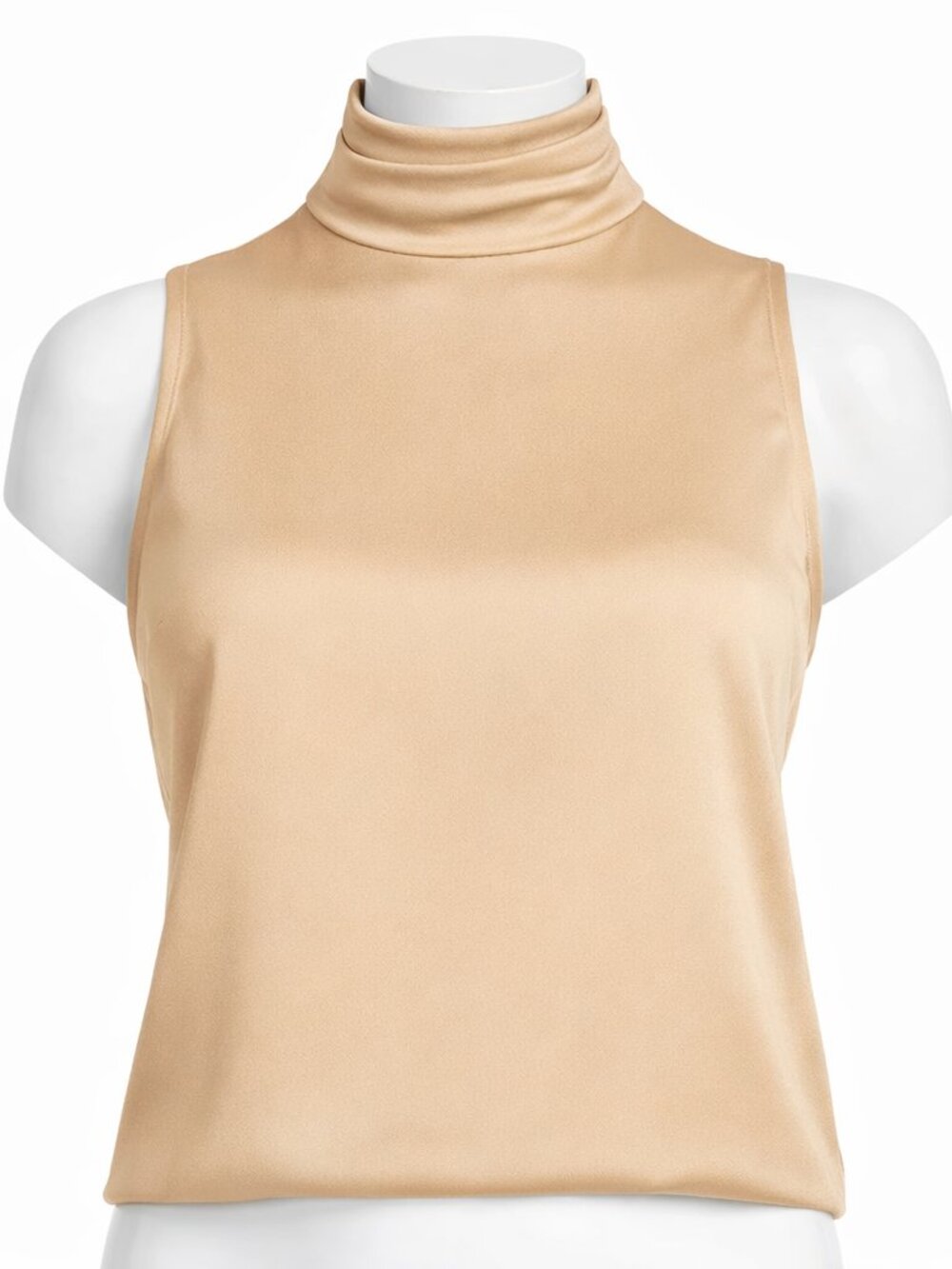 Women's Vince Camuto Mock Neck Hammered Satin Sleeveless Top